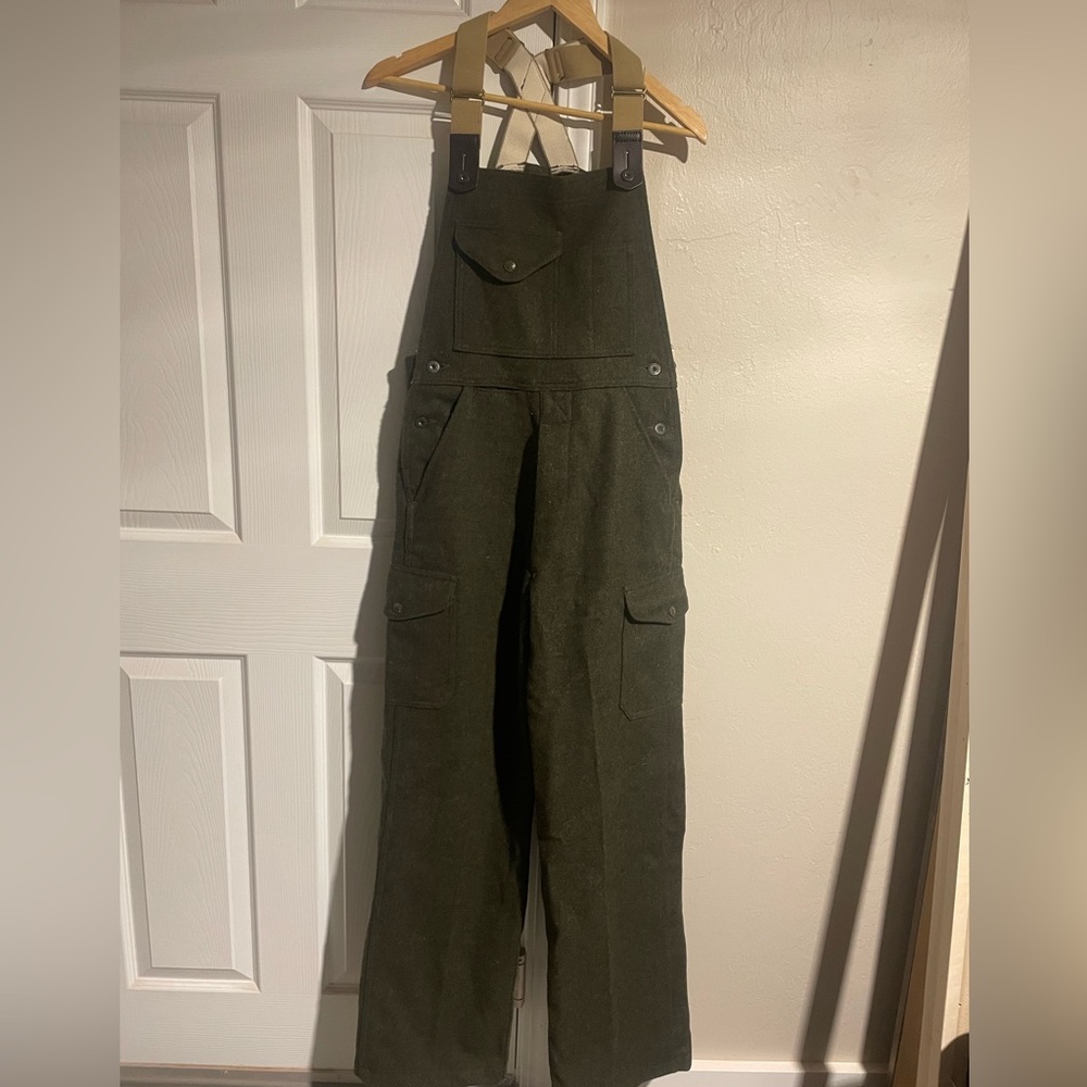 Filson Olive Wool Overalls, 30